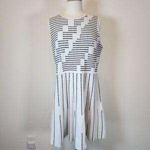 Eliza J Women's XXL Sleeveless Dress White Black Geometric Pattern Fit Flare
